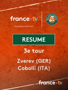 france.tv - Roland-Garros - 3e tour : le résumé du match Zverev vs Cobolli en replay