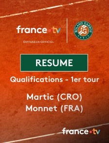 france.tv - Roland-Garros - Qualifications - 1er tour : le résumé du match Martic vs Monnet en replay