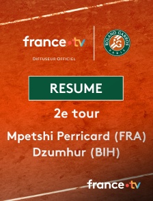 france.tv - Roland-Garros - 2e tour : le résumé du match Mpetshi Perricard vs Dzumhur en replay