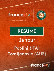 france.tv - Roland-Garros - 2e tour : le résumé du match Paolini vs Tomljanovic en replay
