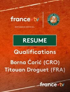 france.tv - Roland-Garros - Qualifications - 1e tour : le résumé du match Ćorić vs Droguet en replay