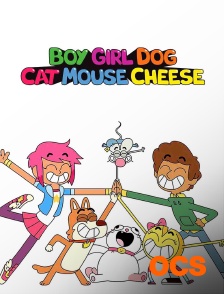 Boy, girl, dog, cat, mouse, cheese