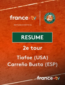 france.tv - Roland-Garros - 2e tour : le résumé de Tiafoe vs Carreño Busta en replay