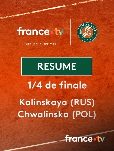 france.tv - Roland-Garros - 1/4 de finale (F) : le résumé de Anna Kalinskaya vs Maja Chwalinska