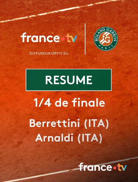 france.tv - Roland-Garros - 1/4 de finale (H) : le résumé de Matteo Berrettini vs Matteo Arnaldi
