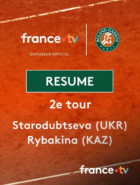 france.tv - Roland-Garros - 2e tour (F) : le résumé du match Yuliia Starodubtseva vs Elena Rybakina