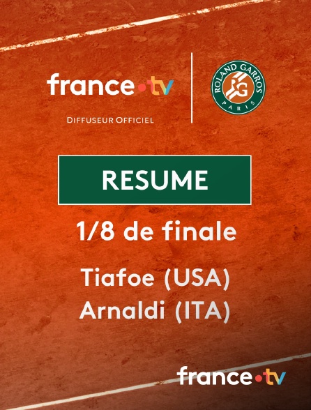 france.tv - Roland-Garros - 1/8e de finale (H) : le résumé de Frances Tiafoe vs Matteo Arnaldi