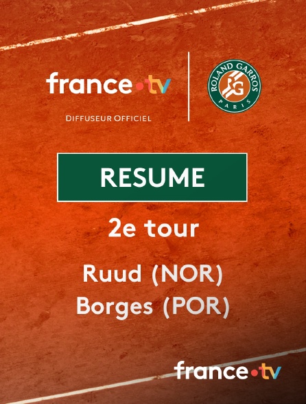 france.tv - Roland-Garros - 2e tour : le résumé du match Ruud vs Borges